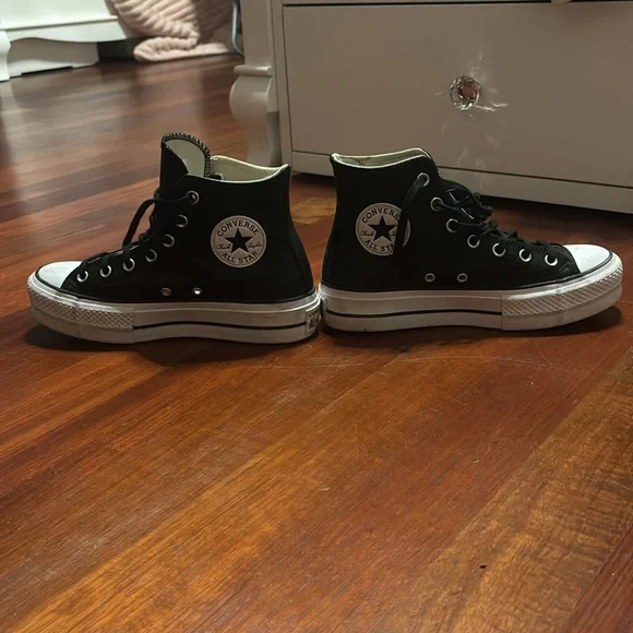 platform black leather high top converse - Picture 2 of 4